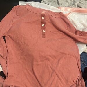 Long sleeve cotton tee - Rose color - dark pink